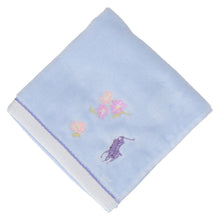 画像をギャラリービューアに読み込む, 【NEW】婦人ミニタオル フラワー刺繍＆ポロポニー　スカイブルー
