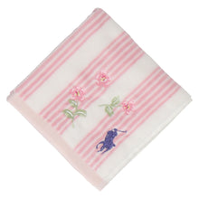 画像をギャラリービューアに読み込む, 【NEW】婦人ミニタオル #129c ストライプ ポロポニー 桜刺繍　アイボリー
