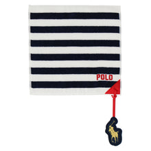 画像をギャラリービューアに読み込む, 【NEW】婦人ミニタオル #129c ストライプ ポロポニーチャーム付き　ネイビーブルー
