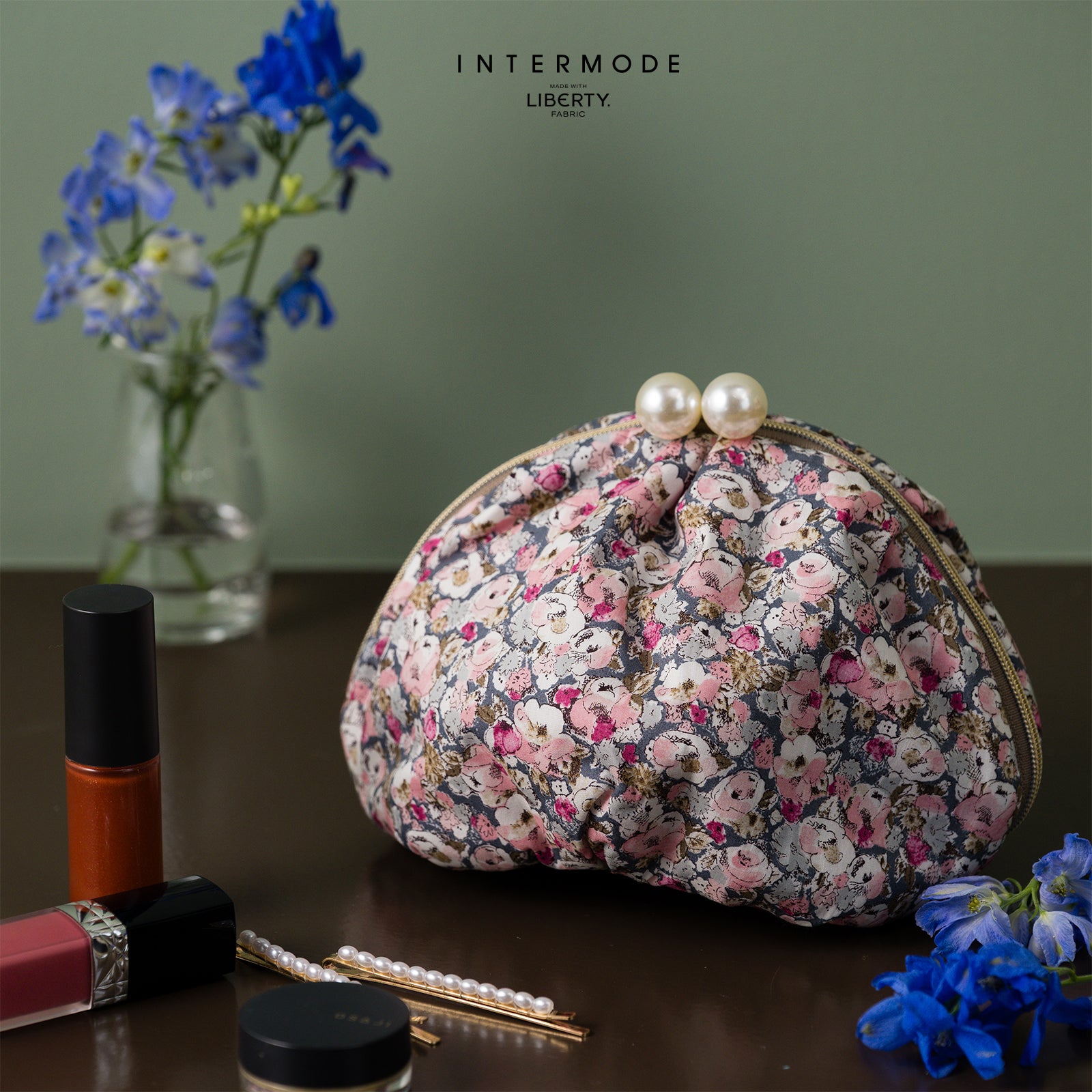 ❃ミニポーチ❃ミニバッグ❃リバティムーンモス❃ handmade INTERMODE MADE WITH LIBERTY FABRICインターモード メイド