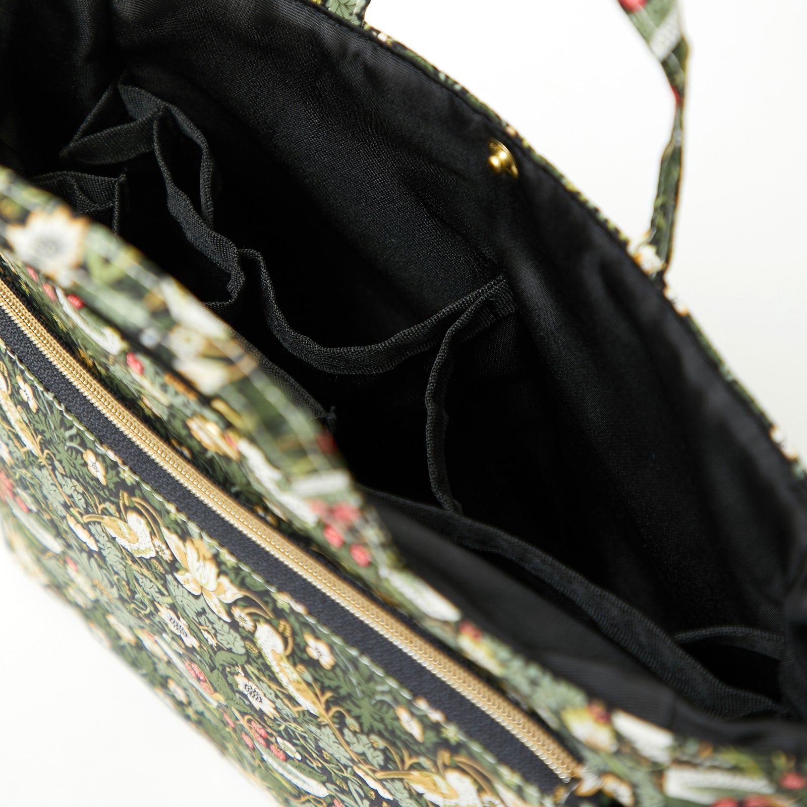 リバティプリント バッグインバッグ #187c Strawberry Thief ブラック