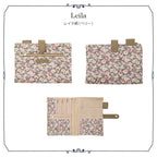 リバティプリント 手帳型マルチポーチ #187d Leila（レイラ）　ベリー