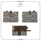 リバティプリント 手帳型マルチポーチ #187e Leila（レイラ）　グレー