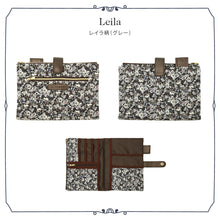 画像をギャラリービューアに読み込む, 【NEW】リバティプリント 手帳型マルチポーチ #187e Leila（レイラ）　グレー
