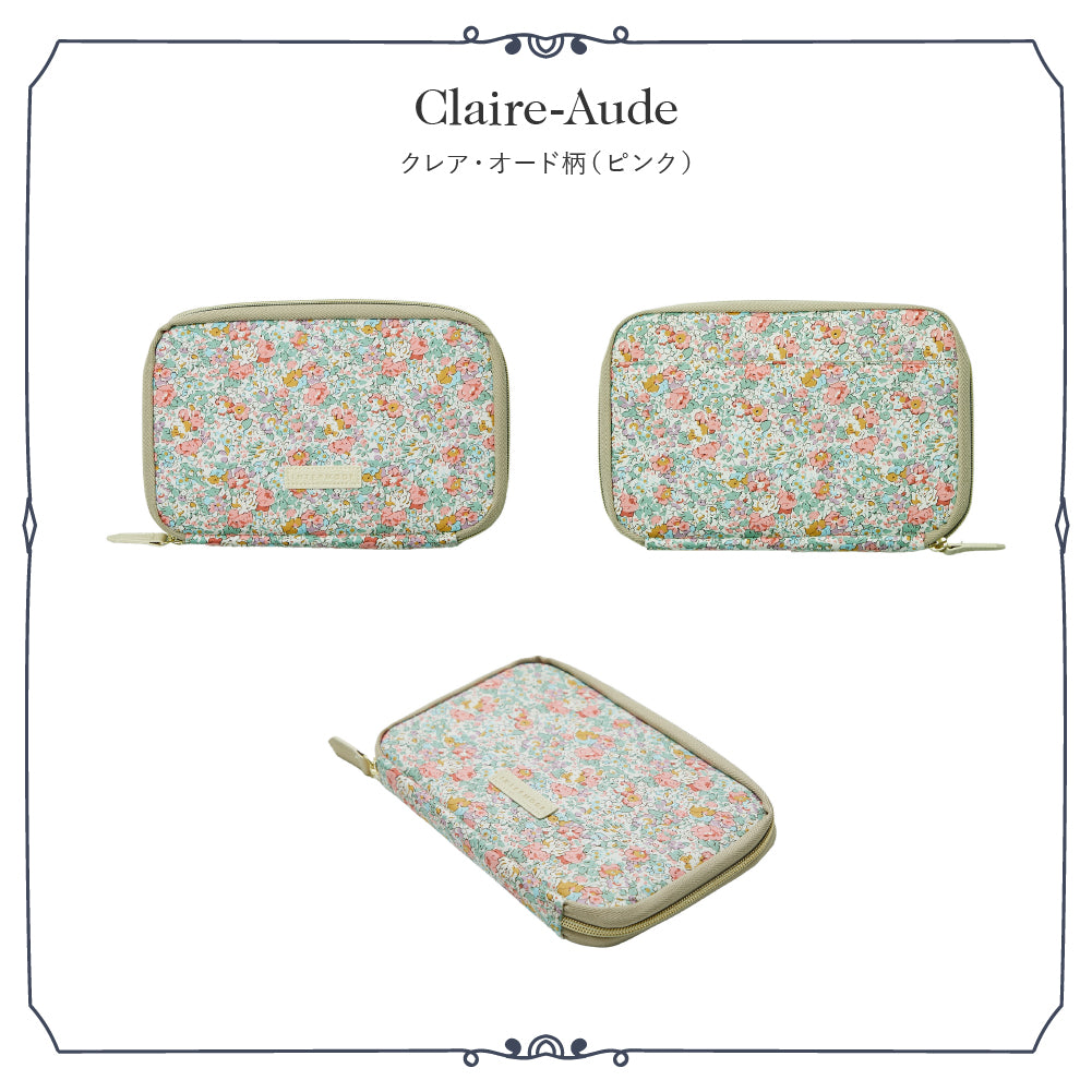 リバティプリント お財布型マルチポーチ Claire-Aude ピンク