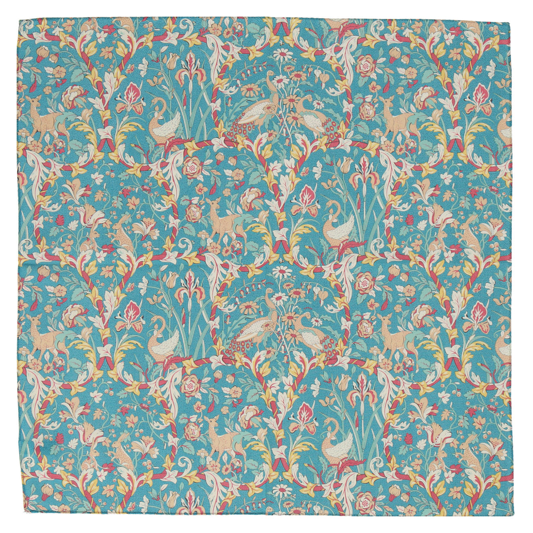 【NEW】婦人プリントハンカチ #190b JOAN　スモーキーグリーン