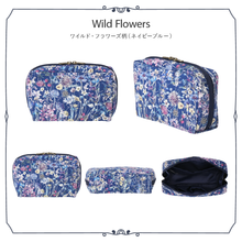 画像をギャラリービューアに読み込む, 【NEW】ポーチ #193b Wild Flowers　ネイビーブルー
