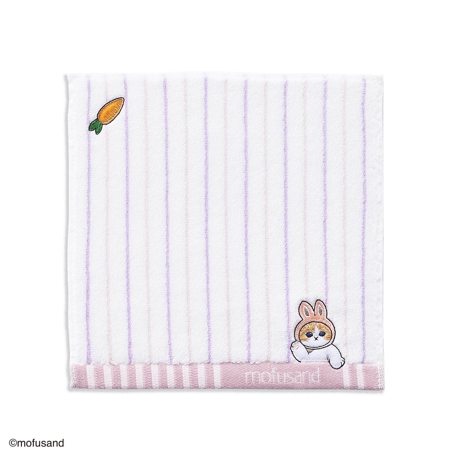 タオルハンカチ うさにゃん #202c　パープル