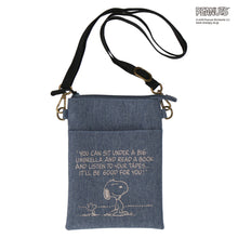 画像をギャラリービューアに読み込む, 【NEW】縦型ショルダーポーチ スヌーピー&amp;ウッドストック　デニムブルー
