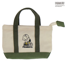画像をギャラリービューアに読み込む, 【NEW】トートバッグ型ミニポーチ  チャーリー・ブラウン&amp;スヌーピー　カーキ

