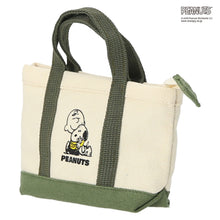 画像をギャラリービューアに読み込む, 【NEW】トートバッグ型ミニポーチ  チャーリー・ブラウン&amp;スヌーピー　カーキ
