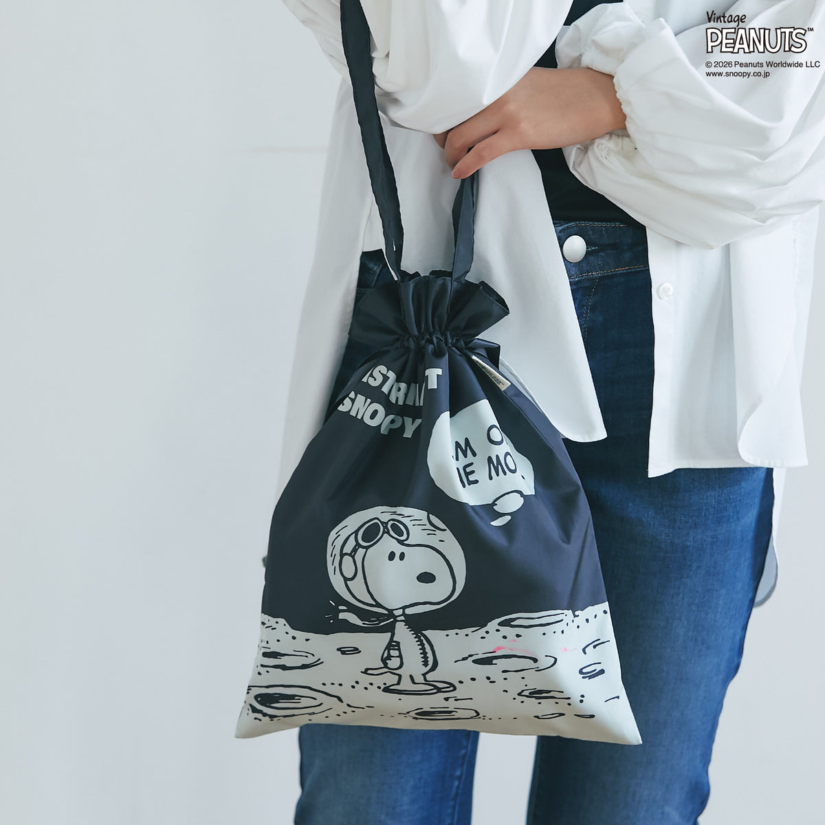 巾着トートバッグ　ブラック