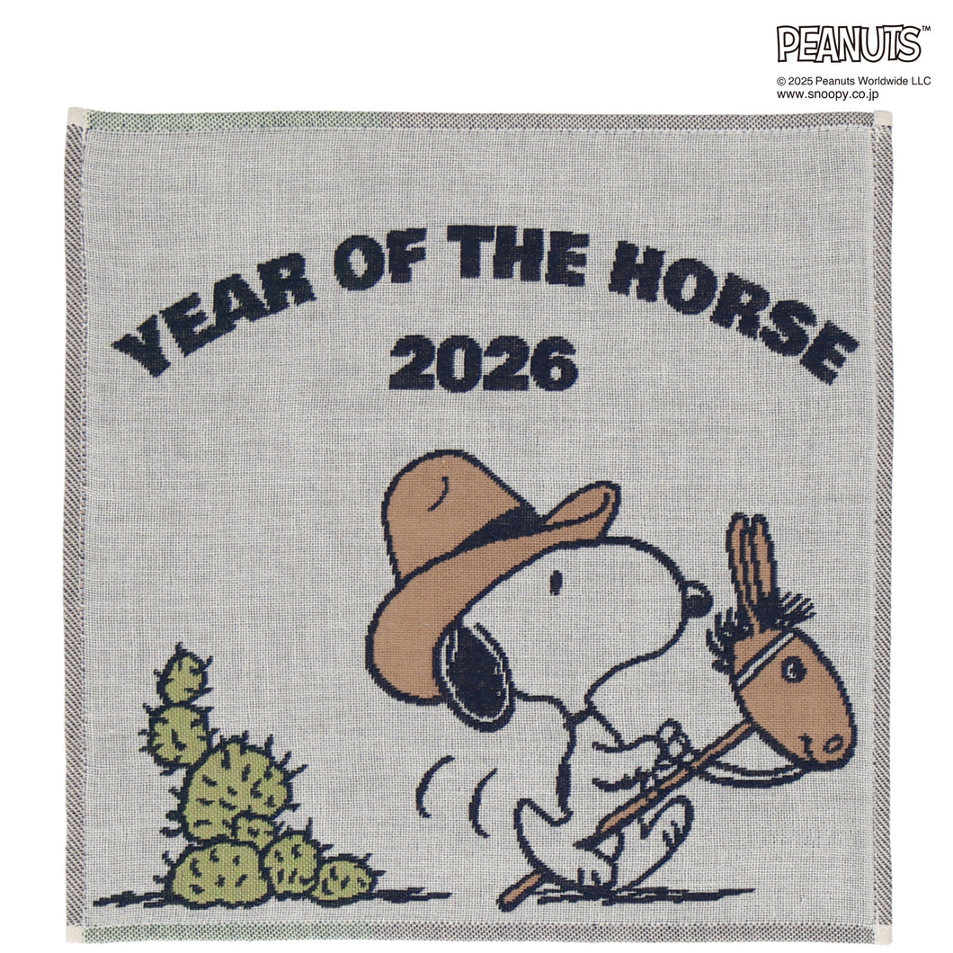 【NEW】3重ガーゼハンカチ カウボーイスヌーピー #280a　ホワイト