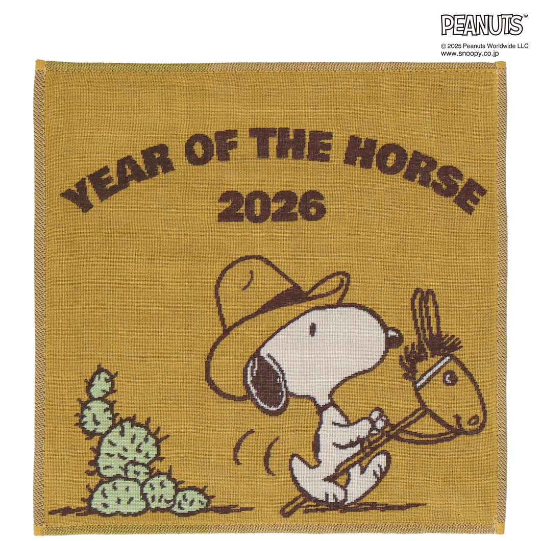 【NEW】3重ガーゼハンカチ カウボーイスヌーピー #280b　イエロー