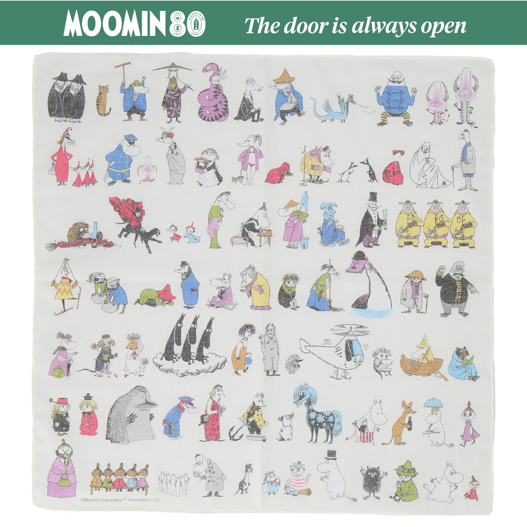 【NEW】プリントハンカチ MOOMIN ALL STARS for MOOMIN 80 #284a　アイボリー
