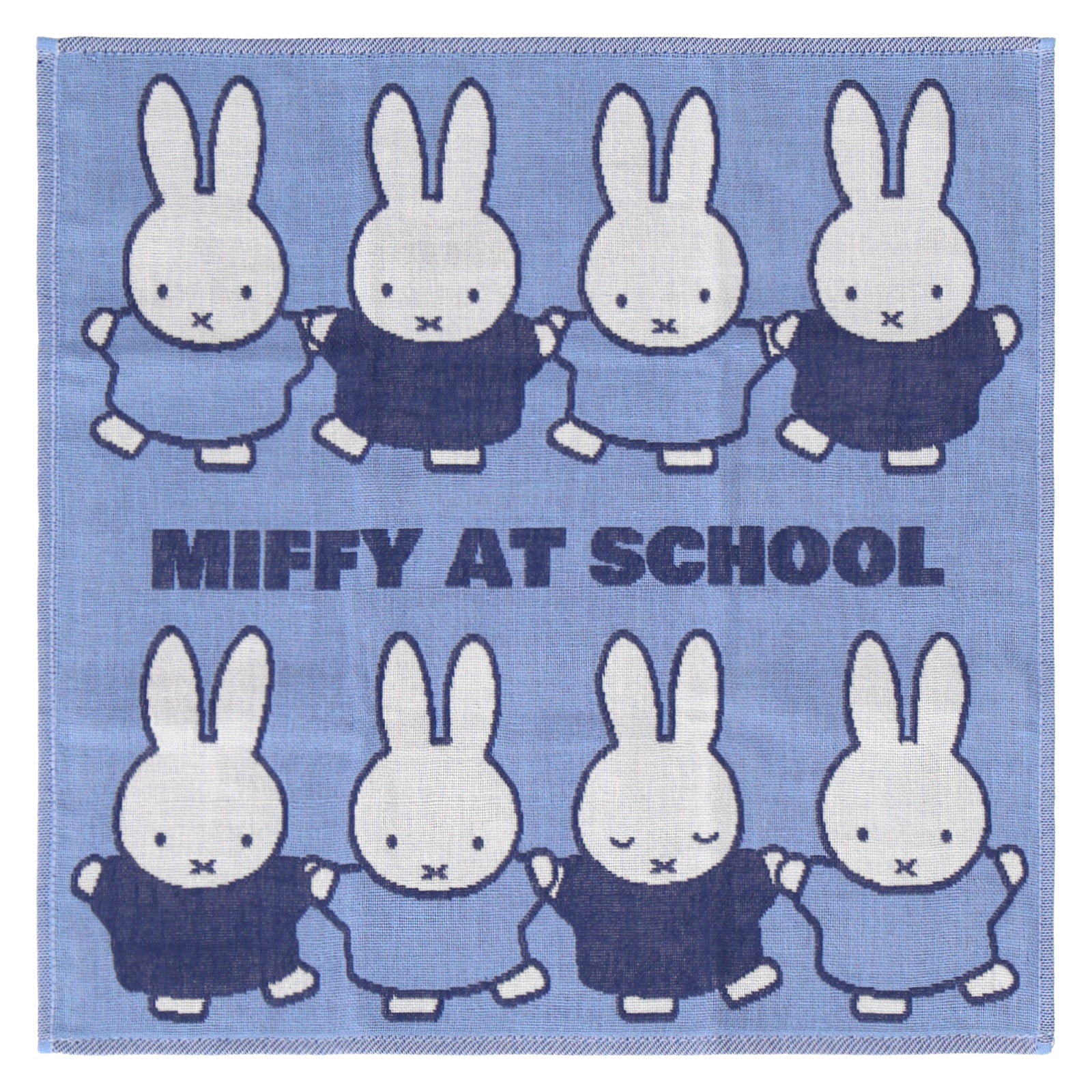 NEW】3重ガーゼハンカチ ミッフィーとがっこうのお友だち ブルー