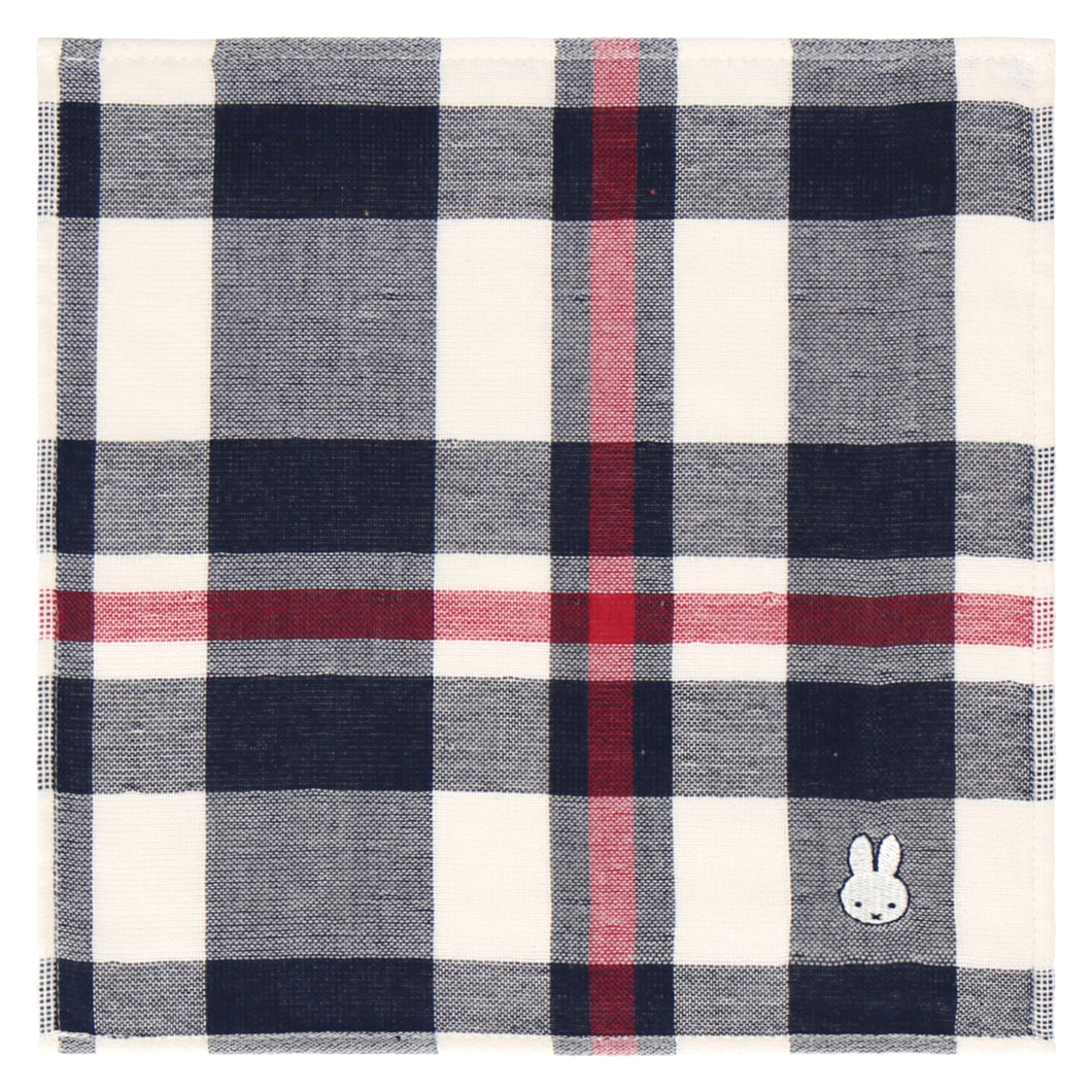 NEW】タオルハンカチ チェック&ワンポイントミッフィー アイボリー