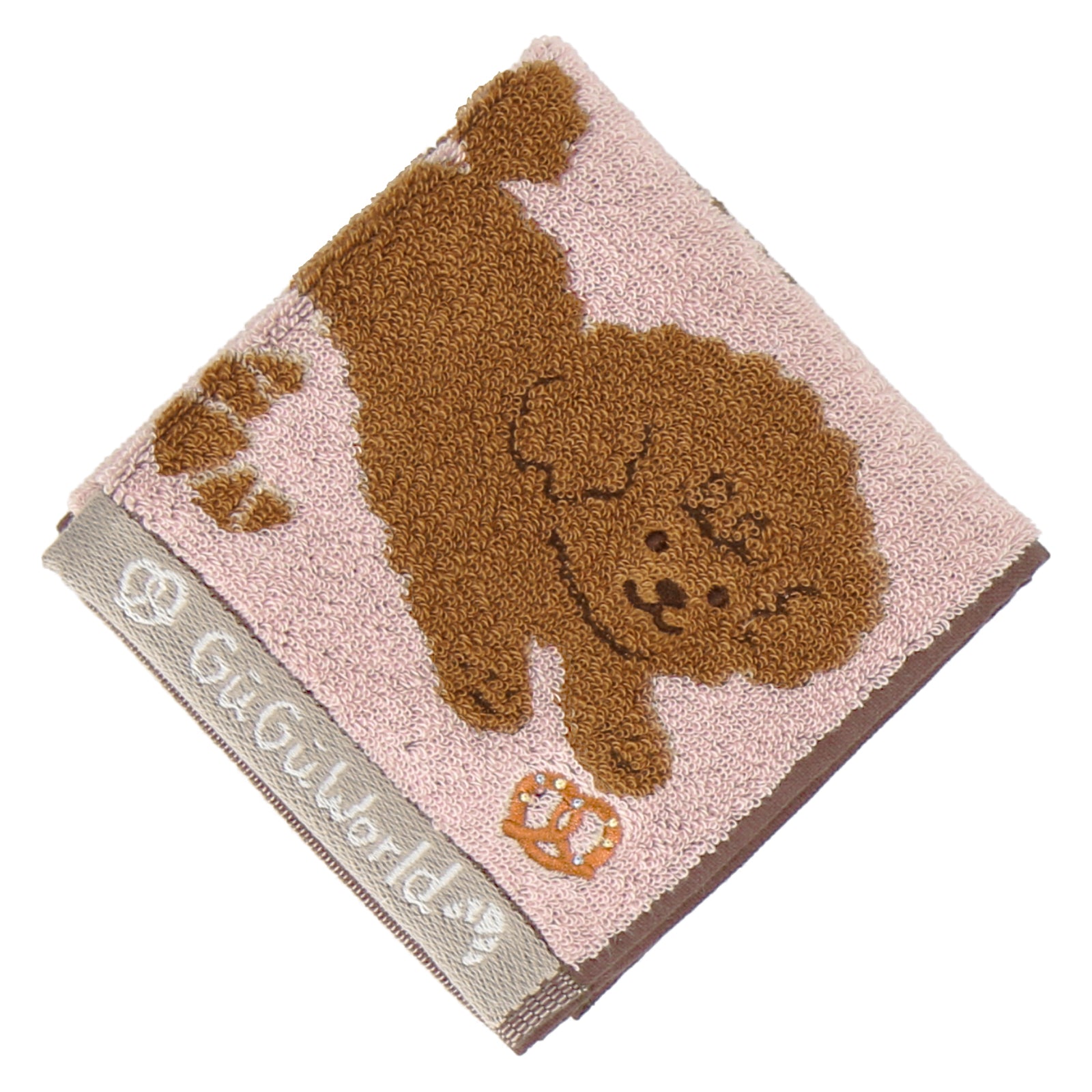 ご確認用　パニャ　ハンカチ　トイプードルちゃん柄ハンドメイド3/14 婦人タオルハンカチ トイプードル＆パン #367a ピンク – INTERMODE KAWABE