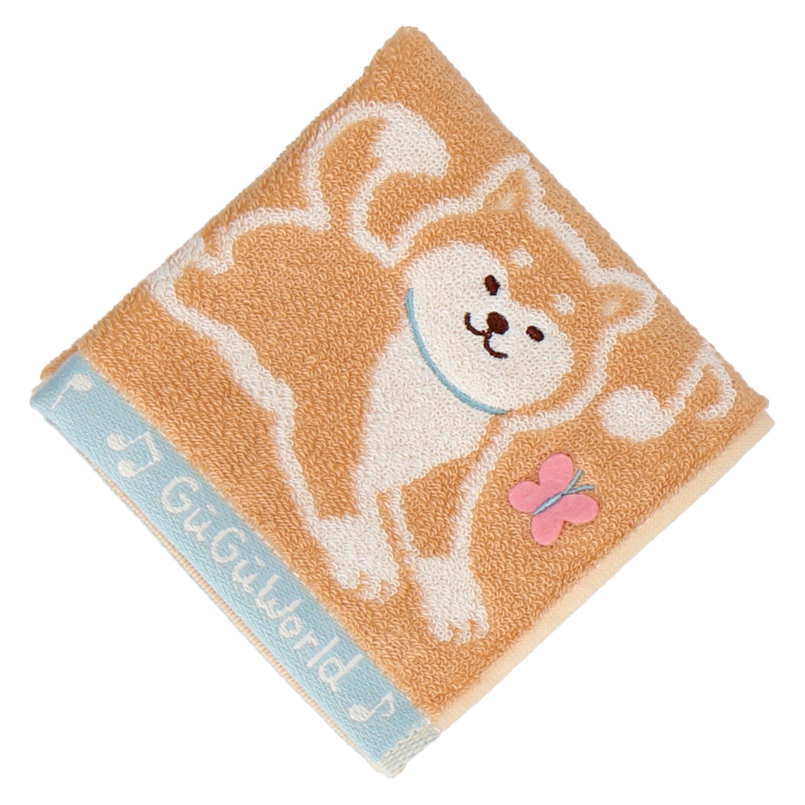 婦人タオルハンカチ 柴犬＆蝶々 #367a オレンジ – INTERMODE KAWABE