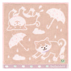婦人タオルハンカチ 柴犬＆カエル　ベージュ