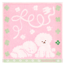 画像をギャラリービューアに読み込む, 【NEW】婦人タオルハンカチ トイプードル＆クローバー　ピンク
