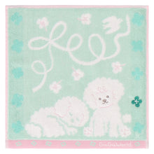 画像をギャラリービューアに読み込む, 【NEW】婦人タオルハンカチ トイプードル＆クローバー　グリーン
