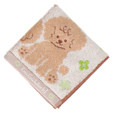 画像をギャラリービューアに読み込む, 【NEW】婦人タオルハンカチ トイプードル＆クローバー　アイボリー
