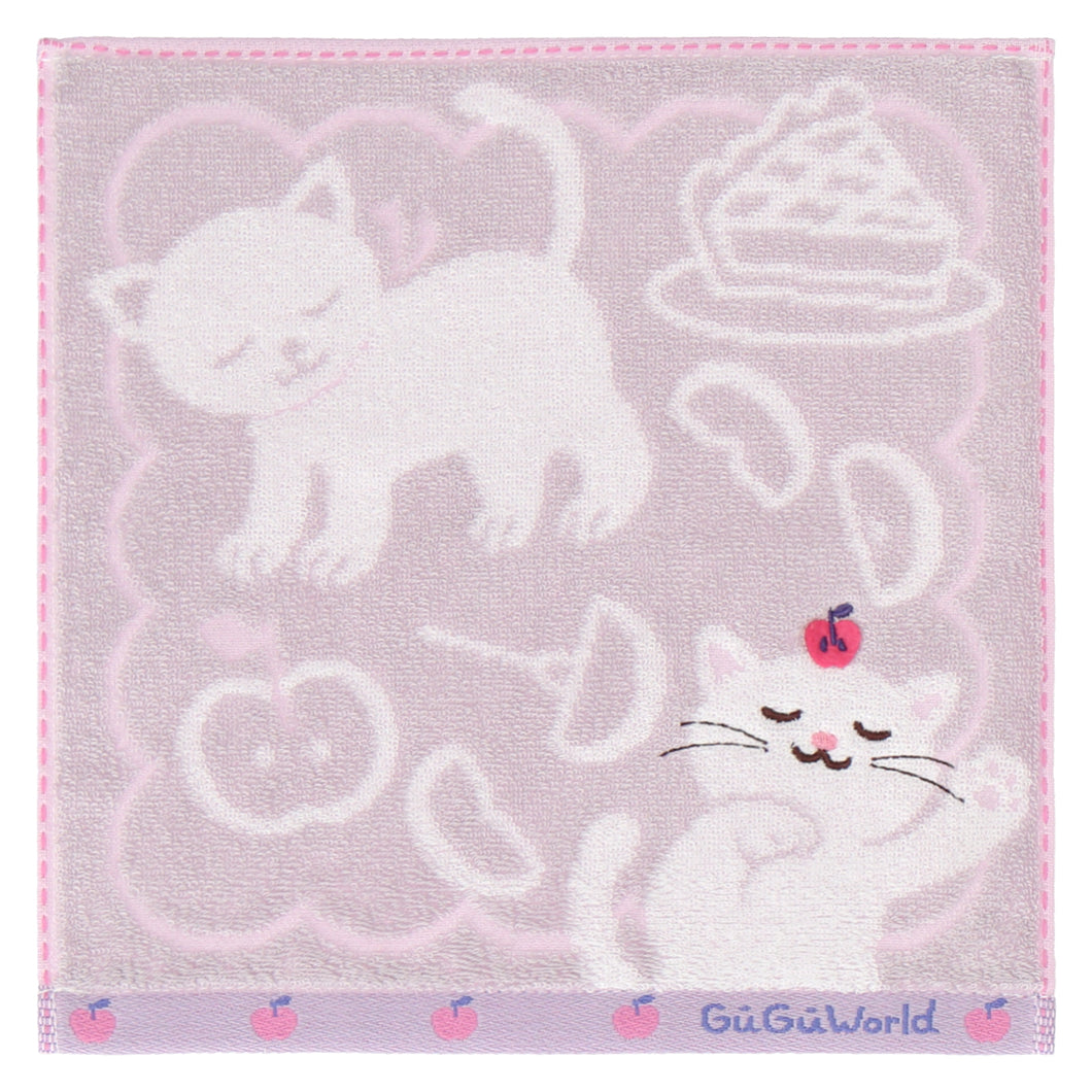 りんりん様パネル　紫陽花と子猫 ハンカチ受付　5/16 NEW】婦人タオルハンカチ ねこ＆りんご グレー – INTERMODE KAWABE