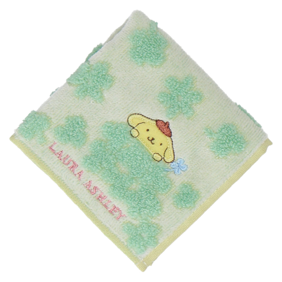 ミニタオルハンカチ フラワー ひょっこりポムポムプリン　アイボリー