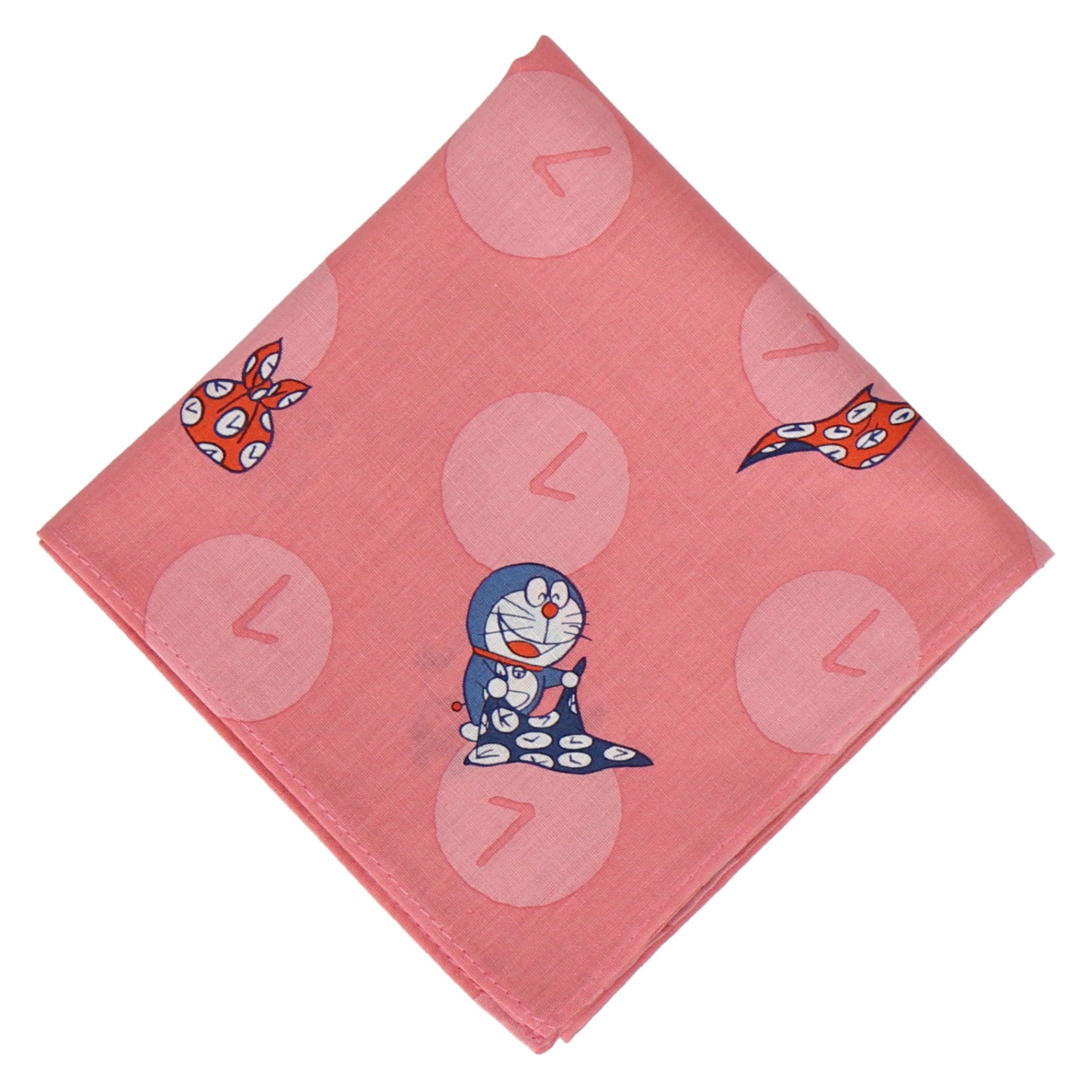 プリントハンカチ タイムふろしき　ピンク