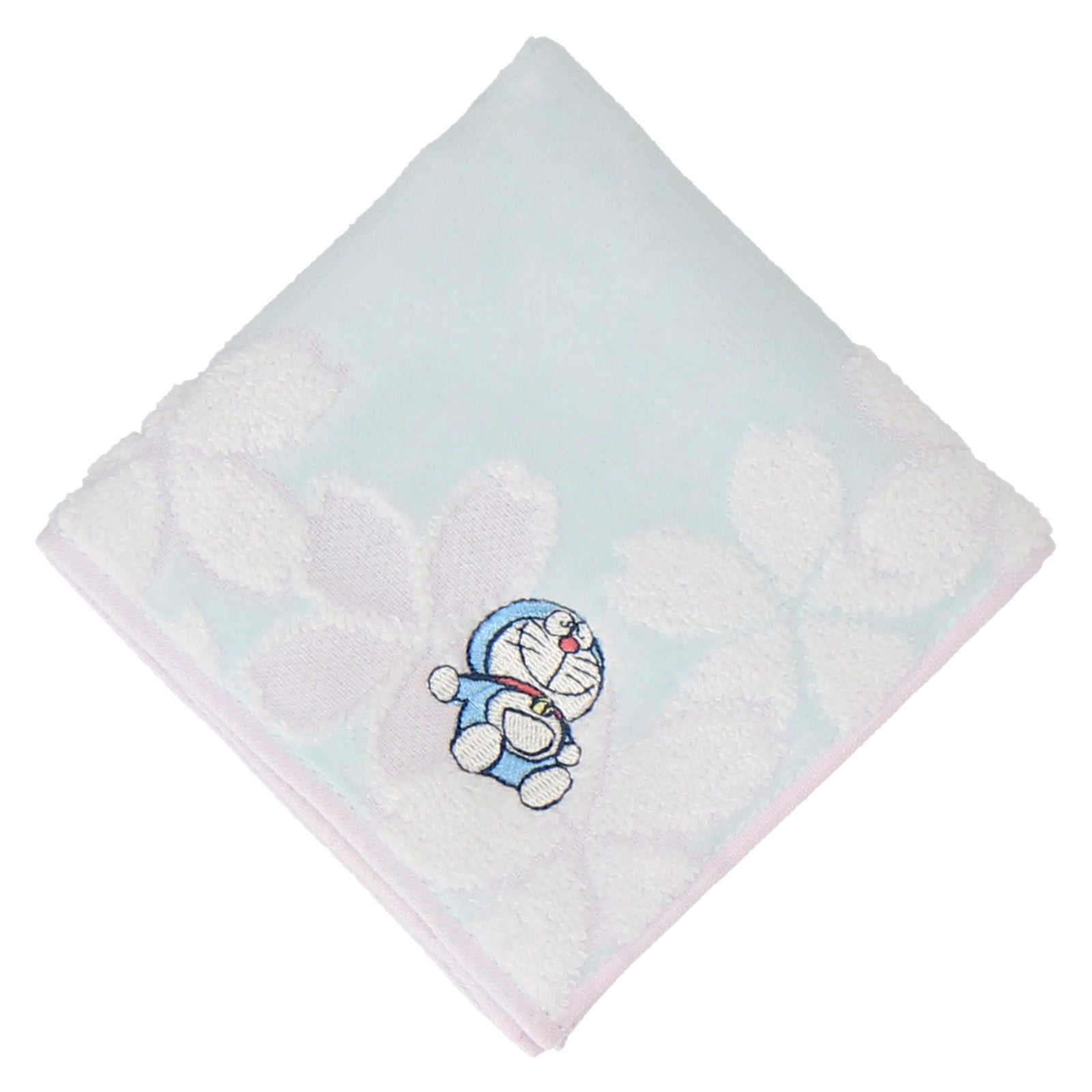 タオルハンカチ おひるねドラえもん＆桜　ブルー