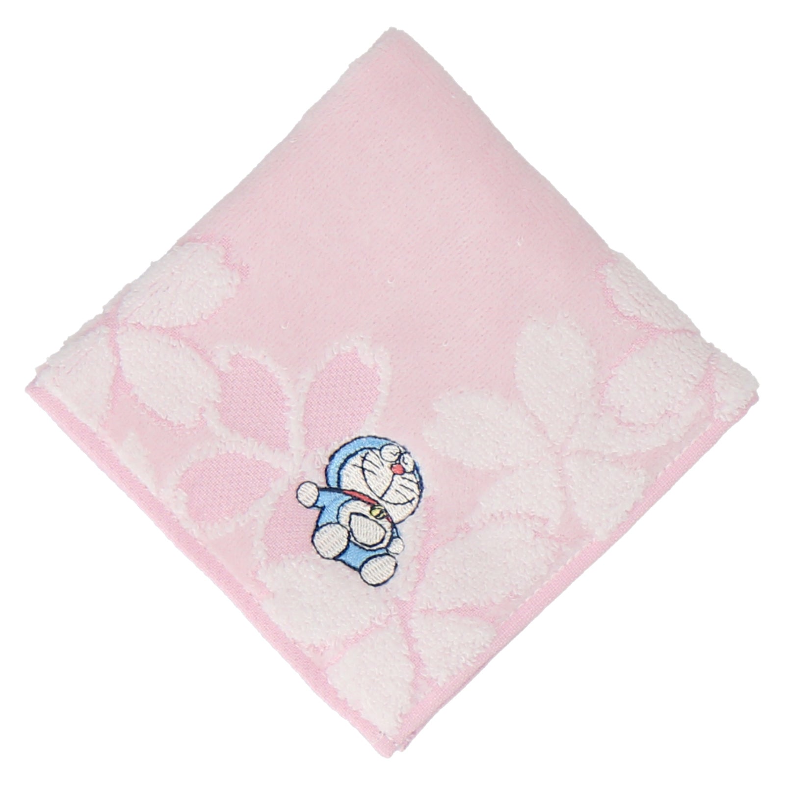 タオルハンカチ おひるねドラえもん＆桜　ピンク