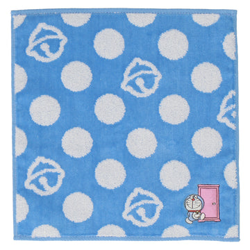 タオルハンカチ ワンポイント刺繍 どこでもドア　ブルー