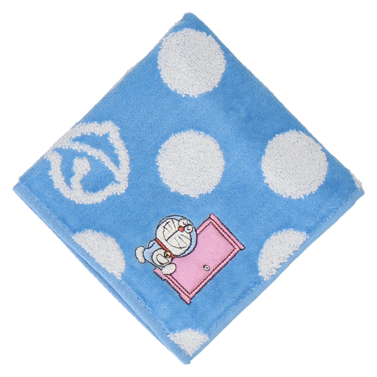 NEW】タオルハンカチ ワンポイント刺繍 どこでもドア ブルー