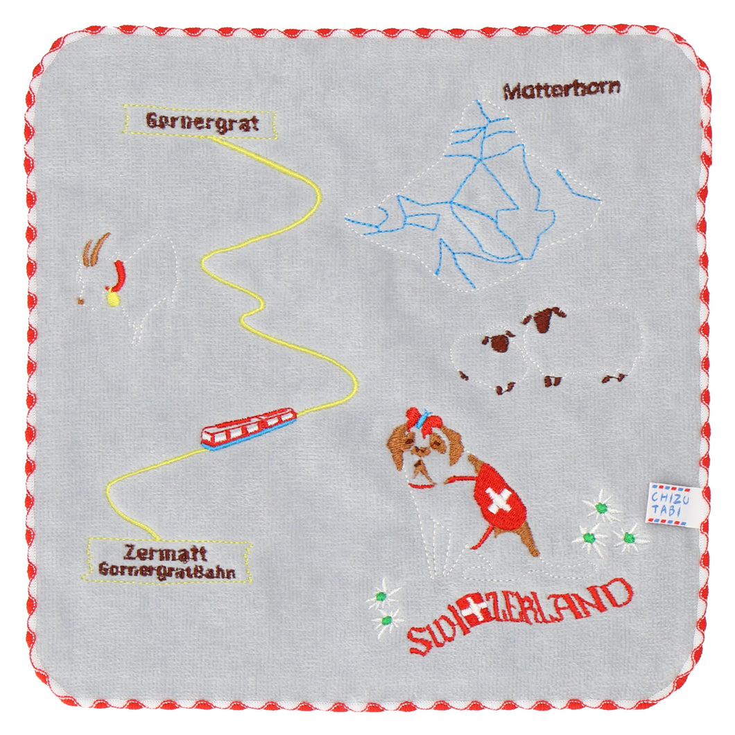 【NEW】スイス 鉄道　刺繡タオル　