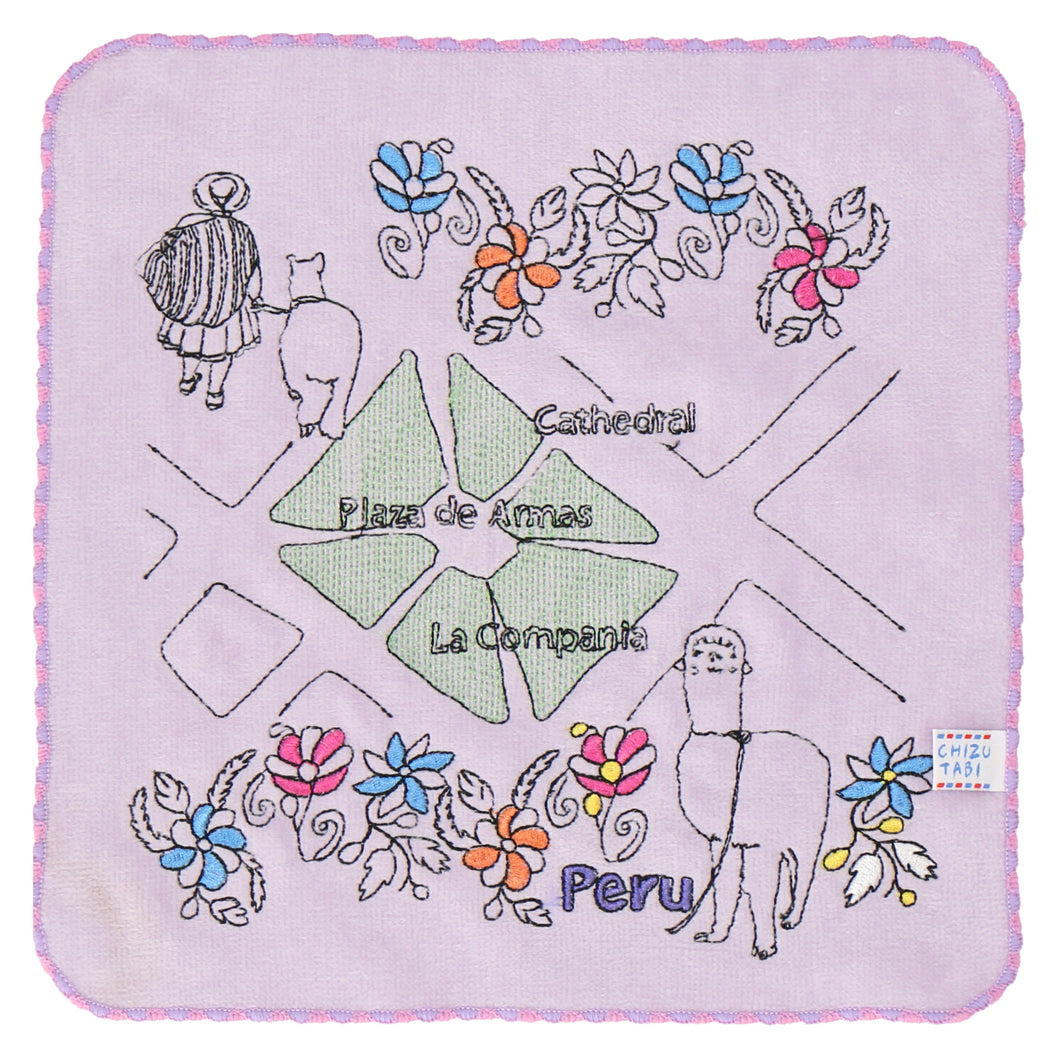 【NEW】ペルー 建造物　刺繡タオル