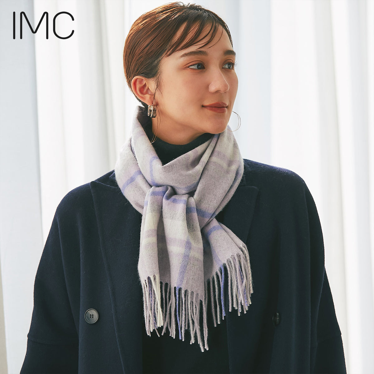 カシミヤ100% マフラー チェック柄 チェックラベンダーブルー – INTERMODE KAWABE