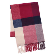 画像をギャラリービューアに読み込む, 【NEW】カシミヤ100％チェックマフラー　ブロックチェックレッド
