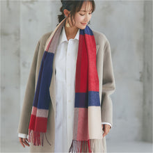 画像をギャラリービューアに読み込む, 【NEW】カシミヤ100％チェックマフラー　ブロックチェックレッド
