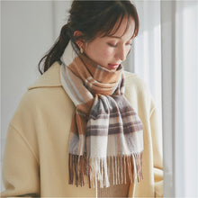 画像をギャラリービューアに読み込む, 【NEW】カシミヤ100％チェックマフラー　チェックライトブラウン
