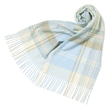 画像をギャラリービューアに読み込む, 【NEW】カシミヤ100％チェックマフラー　チェックパウダーブルー
