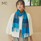 カシミヤ100％ マフラー チェック柄　チェックエメラルド