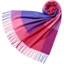 画像をギャラリービューアに読み込む, 洗えるカシミヤ チェックマフラー　ラズベリー
