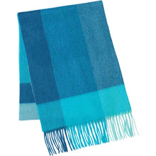 画像をギャラリービューアに読み込む, 洗えるカシミヤ チェックマフラー　ターコイズ
