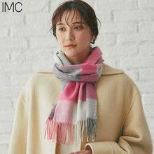 画像をギャラリービューアに読み込む, 洗えるカシミヤ チェックマフラー　ピンク
