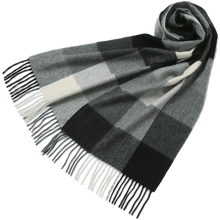 画像をギャラリービューアに読み込む, 【NEW】洗えるカシミヤ ブロックチェックマフラー　ブラック
