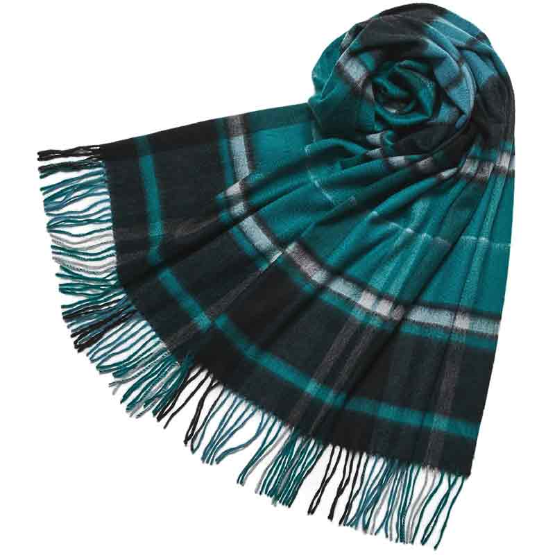 カシミヤ大判ストール チェック柄 チェックグリーン – INTERMODE KAWABE