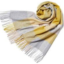 画像をギャラリービューアに読み込む, カシミヤ大判ストール チェック柄　ブロックイエロー
