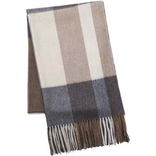 画像をギャラリービューアに読み込む, カシミヤ大判ストール チェック柄　ブロックブラウン
