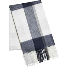 画像をギャラリービューアに読み込む, カシミヤ大判ストール チェック柄　チェックネイビー
